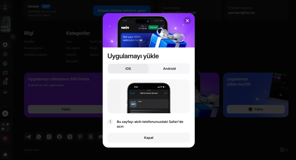 1win giriş farklı cihazlarda kullanım