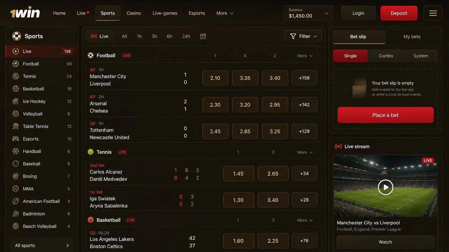 Reaching the sportsbook via 1 win bet login and 1win login